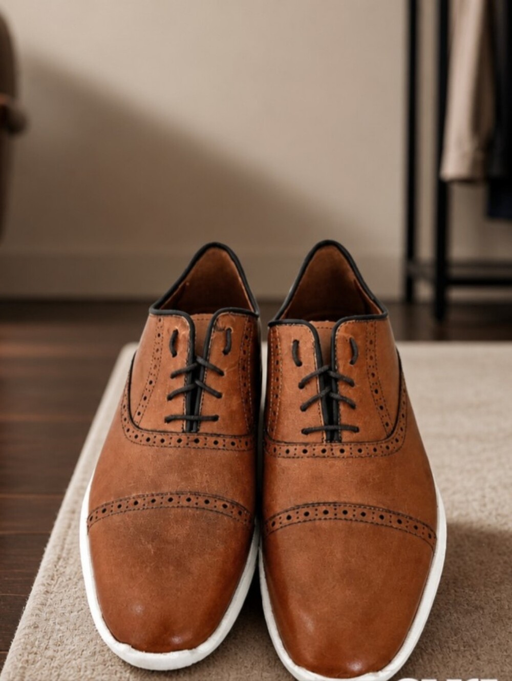 Johnston & Murphy Hennings Cap Toe Oxford Mens 8.5 M Mid Tan Shoes NWOT